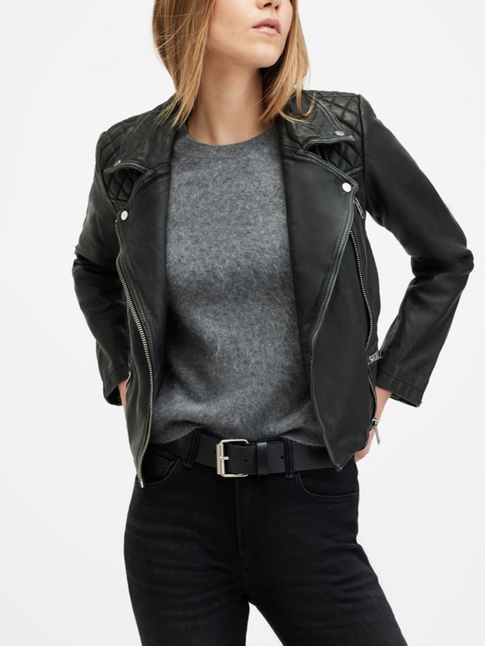 All Saints Cargo Leather Biker Jacket